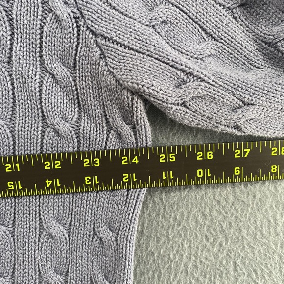 Polo By Ralph Lauren Sweater Mens Large Gray Cable Knit V Neck Cotton Pullover - Picture 6 of 8